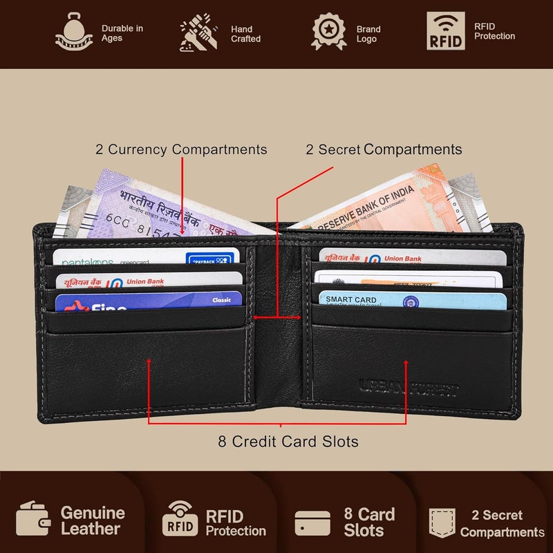 URBANFOREST محفظة جلدية سوداء جورج للرجال - Image 3