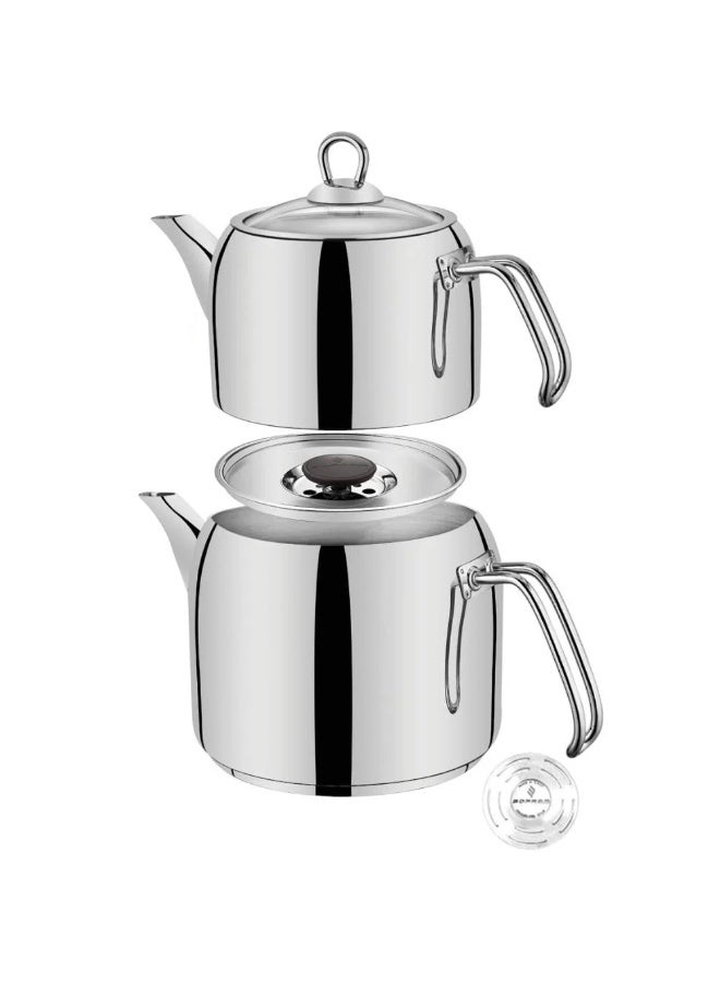 سوفرام طقم براد شاي سوفرام استيل تركي قطعتين سعة 1.2 لتر + 2.3 لتر - Image 5