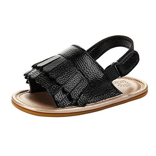 koshine Baby Sandal Tassels Summer Toddler Slipper Shoes 0-2 Years (Black, numeric_3) - Image 3