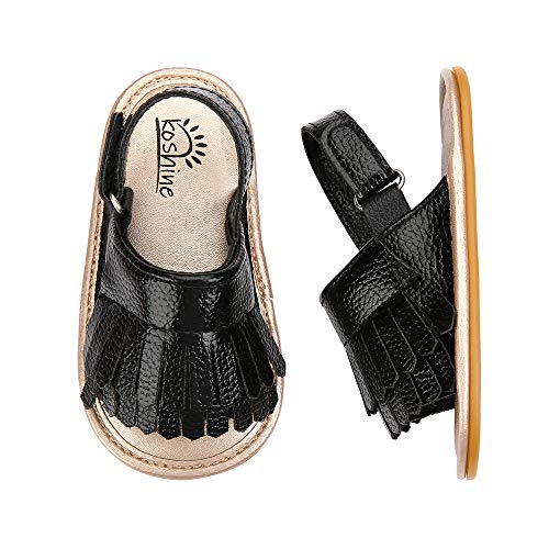 koshine Baby Sandal Tassels Summer Toddler Slipper Shoes 0-2 Years (Black, numeric_3) - Image 5
