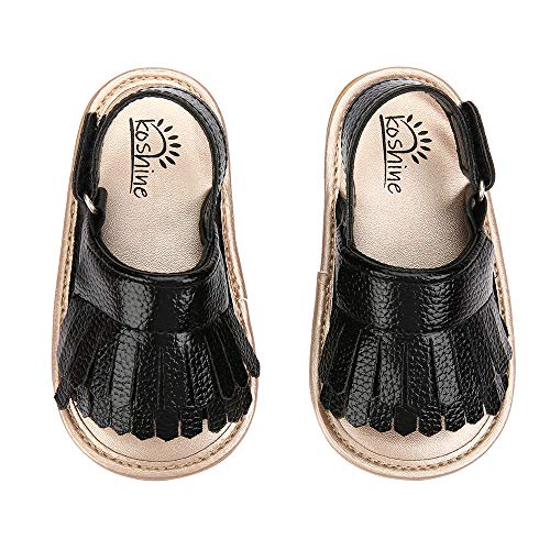 koshine Baby Sandal Tassels Summer Toddler Slipper Shoes 0-2 Years (Black, numeric_3) - Image 4