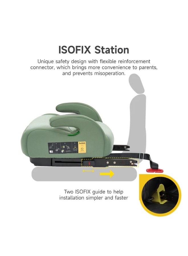 Jovikids كرسي معزز محمول ومريح ومضغوط Ohho I-Size للسيارة مع ISOFIX، 125-150 سم (المجموعة 2/3، 6-12 سنة)، ECE R129، أخضر - Image 3