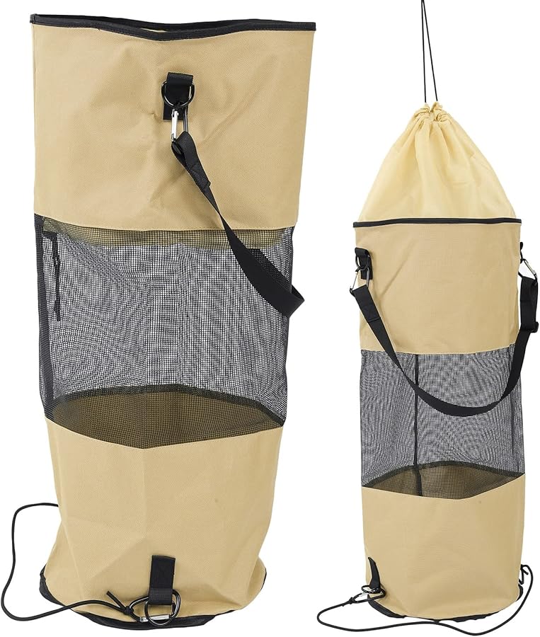Khaki Reusable Boat Trash Bag Portable Garbage Storage for Boating Camping Kayaking - Image 5