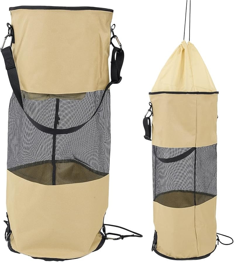 Khaki Reusable Boat Trash Bag Portable Garbage Storage for Boating Camping Kayaking - Image 3