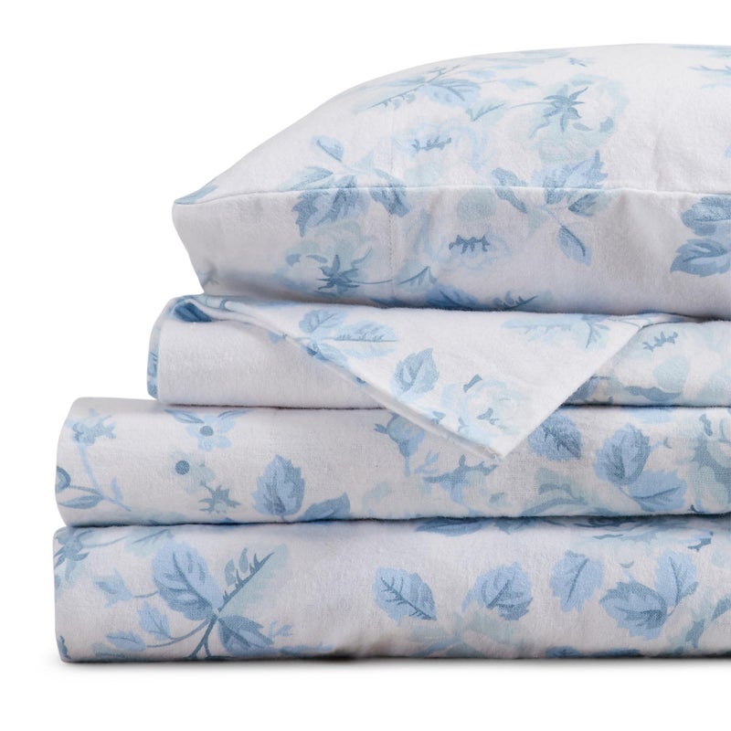 Market & Place 100% Cotton King Flannel Sheet Set | 4 Piece Deep Pocket Cozy Winter Floral Bed Sheets | Double Brushed for Extra Softness & Comfort | Alpine Collection (King, Vintage Floral) - Image 4