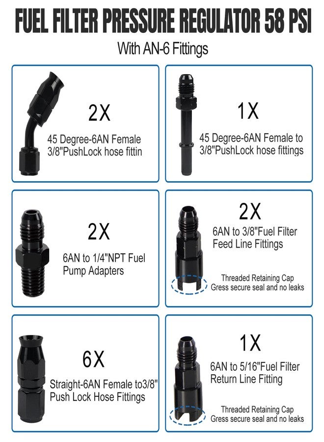 Htostar Racing طقم تركيب خراطيم حقن الوقود الإلكتروني Htostar Racing LS Swap EFI مع خرطوم وقود PTFE مقاس 6AN 3/8 بوصة ومحول سكة وقود العودة 58 PSI - Image 3