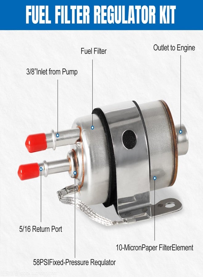 Htostar Racing طقم تركيب خراطيم حقن الوقود الإلكتروني Htostar Racing LS Swap EFI مع خرطوم وقود PTFE مقاس 6AN 3/8 بوصة ومحول سكة وقود العودة 58 PSI - Image 4
