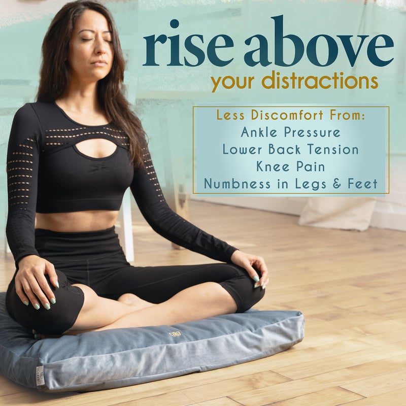 Florensi Meditation Mat Zabuton, Velvet Floor Cushions for Sitting, Meditation Cushions and Pillows with 100% Cotton Insert, Yoga Cushion for Women and Men, Pairs Perfectly with Yoga Bench - Image 4