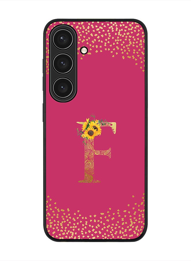 Stylizedd For Samsung Galaxy S25 5G Case,Slim fit Camera Protection, Shockproof Thin Phone cover  - Custom Floral Monogram - F ( Deep Pink ) - Image 1