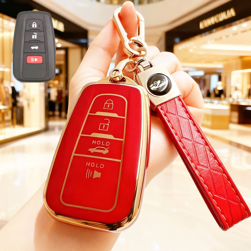 Red TPU Remote Key Cover for Toyota RAV4 Camry Corolla Smart Key Protective Shell - Image 2