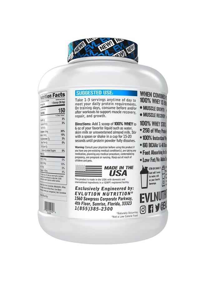 EVLution Nutrition, 100% Whey Protein, Vanilla Ice Cream, 5 lb (2.268 kg) - Image 3