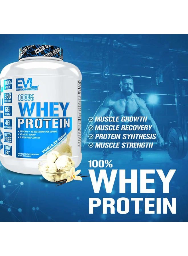 EVLution Nutrition, 100% Whey Protein, Vanilla Ice Cream, 5 lb (2.268 kg) - Image 5