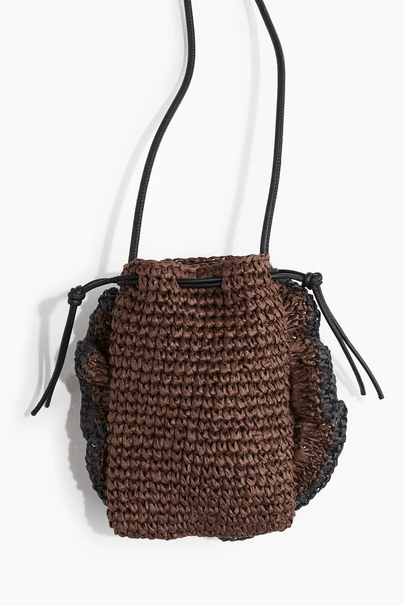 H&M Appliquéd straw phone bag