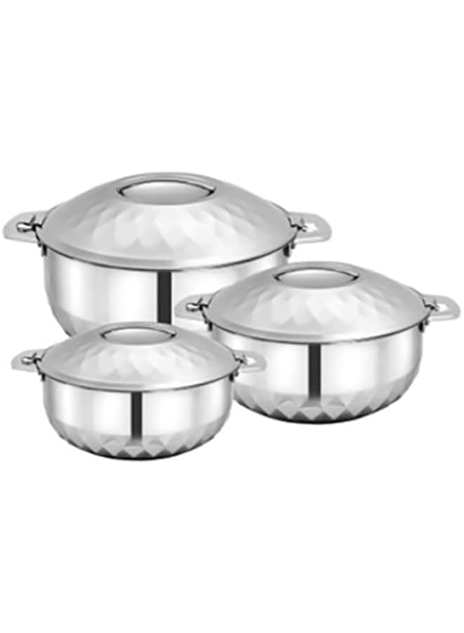Bohara 119014 Stainless Steel Indian Serving Hotpot 3 Pieces Set - Image 1