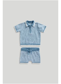 mothercare Knitted Polo Top and Shorts Set  - Image 1