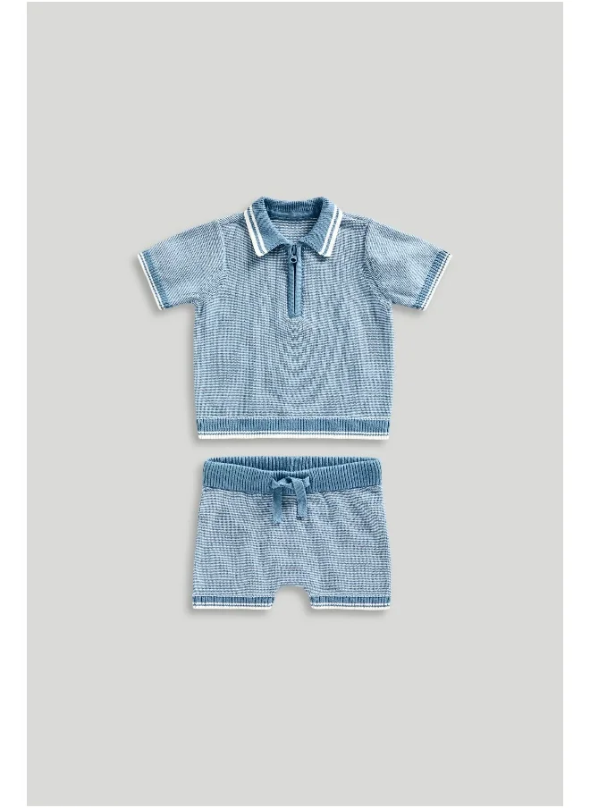 mothercare Knitted Polo Top and Shorts Set