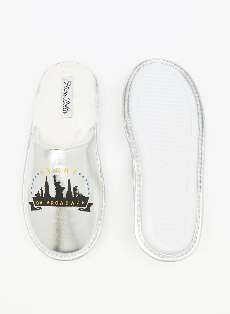 Flora Bella By Shoexpress Womens Printed Slip On Bedroom Slippers