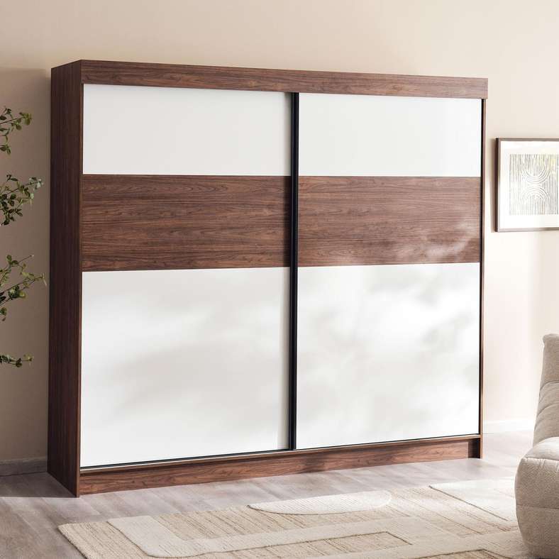 Pan Home خزانة ملابس منزلقة من الجوز ببابين