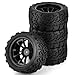 Chanmoo 110 Monster Truck Tires and Wheels 12mm Hex Hubs RC Truck Tyres OD 118mm for 110 Scale Off Road Truck Car Traxxas XMaxx ERevo Summit Kyosho 144001 HSP 94188 94111 4PCS Black - Image 3