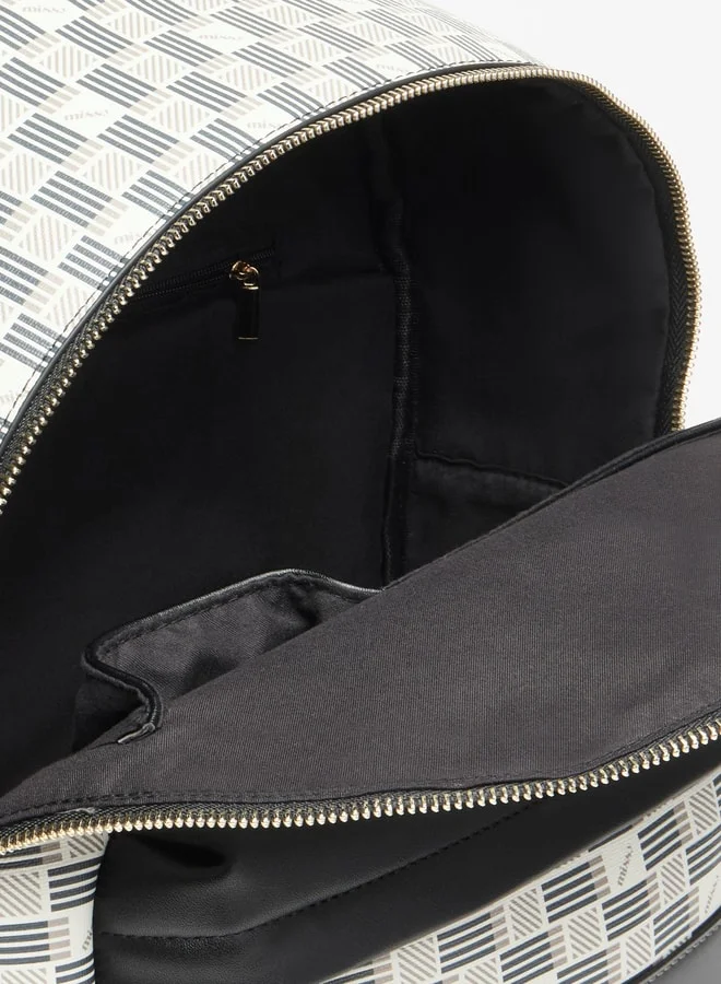 MISSY Missy Logo Detail Backpack with Zip Closure and Adjustable Shoulder Straps
