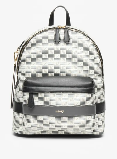 MISSY Missy Logo Detail Backpack with Zip Closure and Adjustable Shoulder Straps
