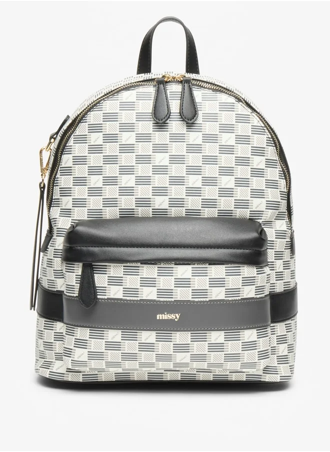 MISSY Missy Logo Detail Backpack with Zip Closure and Adjustable Shoulder Straps