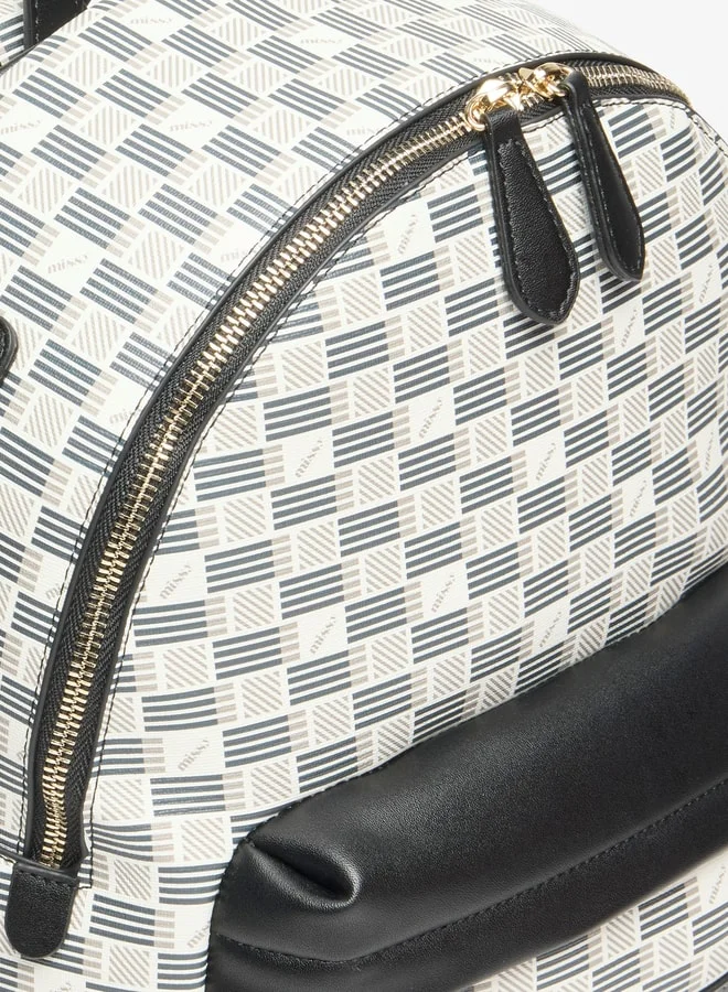 MISSY Missy Logo Detail Backpack with Zip Closure and Adjustable Shoulder Straps