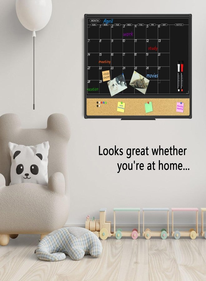 JILoffice Magnetic Black Calendar Dry Erase Board & Bulletin Board Combo, 24 x 18 Inch Dry Erase Board for Liquid Chalk Markers, Black Aluminum Frame for Office Home and School with 10 Push Pins - Image 5