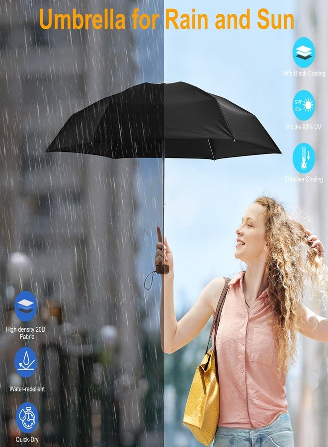 جي4فري مظلة سفر صغيرة قابلة للطي من G4Free، مظلة صغيرة الحجم توفر حماية من الأشعة فوق البنفسجية بدرجة 50+، مناسبة للحقائب والمحافظ، لون أسود. - Image 5