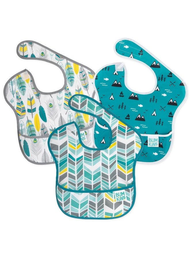BUMKiNs Bibs For Girl Or Boy Superbib Baby And Toddler For 624 Months Essential Must Have For Eating Feeding Baby Led Weaning Supplies Mess Saving 3Pk Feathers Quill Outdoors  - Image 1