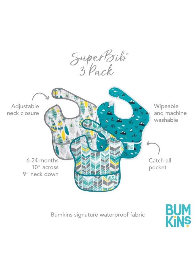 BUMKiNs Bibs For Girl Or Boy Superbib Baby And Toddler For 624 Months Essential Must Have For Eating Feeding Baby Led Weaning Supplies Mess Saving 3Pk Feathers Quill Outdoors  - Image 5