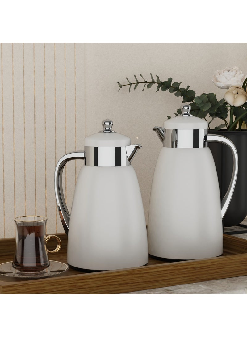 Refan Thermos set for Tea and Coffee Elegant and Modern White/Silver 1 L/0.6 L