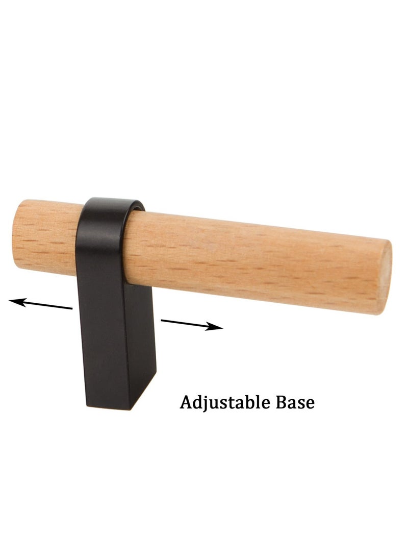 Excefore Adjustable Cabinet Knobs Pulls, 8Pcs Cabinet Knob, Single Hole Adjustable Solid Wood Handles, for Wardrobe Dresser Furniture Hardware Pulls Handles with Mounting Screw (2.4inch)  - Image 4