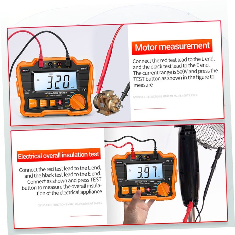 MH10 Digital Insulation Tester Megohm Meter with Backlight LCD for Ground Resistance Testing - Image 4