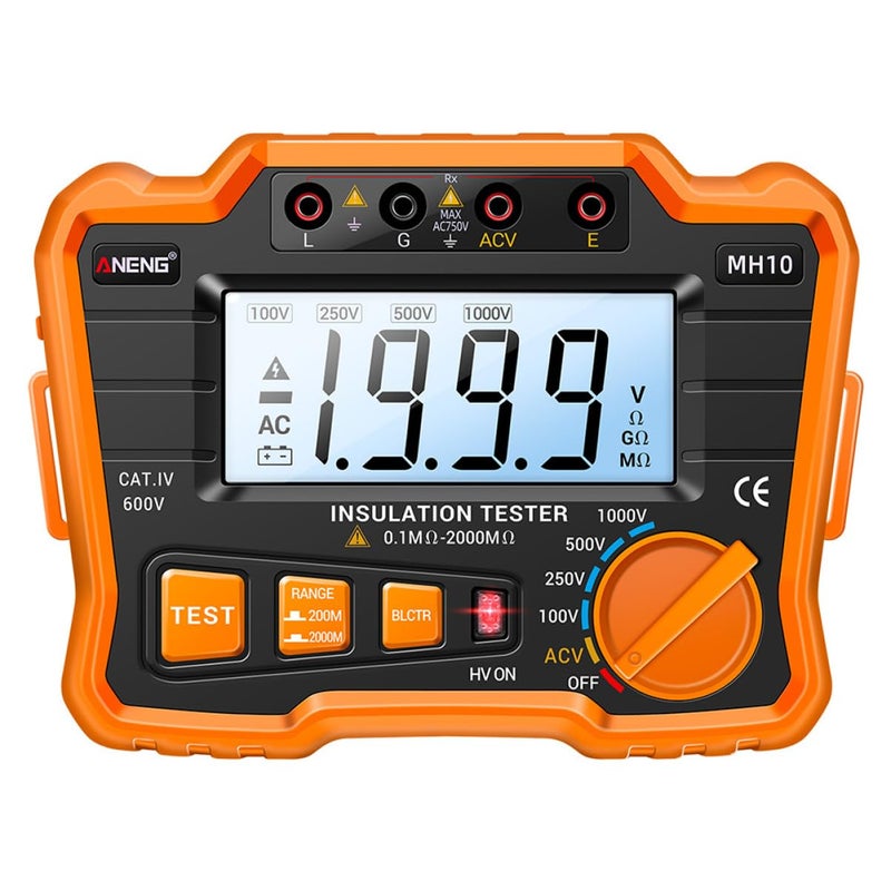 MH10 Digital Insulation Tester Megohm Meter with Backlight LCD for Ground Resistance Testing - Image 2