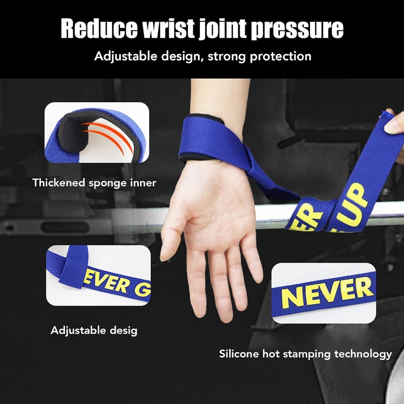 Kufoo Powerlifting Strap, Non Slip High Power Coefficient Thickened Sponge Inner Lifting Straps for Strength Training (Blue) - Image 4