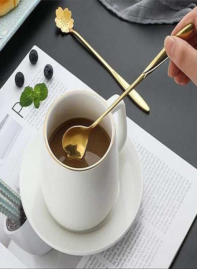 ARMENA Golden Spoon Set/Coffee Spoon/Dessert Spoons/Cutlery Kitchen Tableware/Stainless Steel Gold Different Shape Coffee Spoons, Set of 4 Pcs,24 Centimeter - Image 2