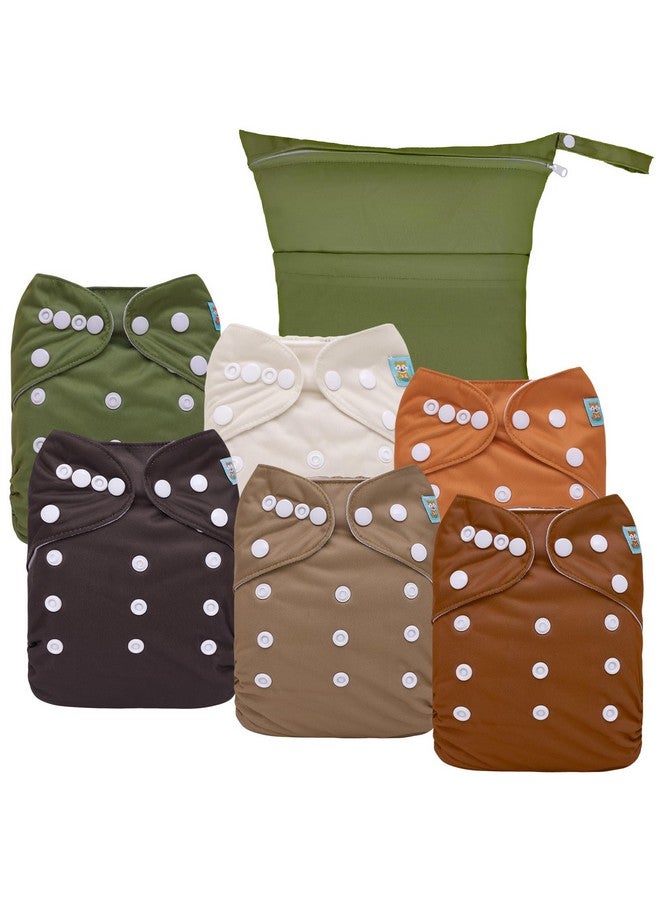 ALVABABY Cloth Diaper Covers (6pcs) & Wet/Dry Bag - Reusable Diaper Cover for Prefold, Flat or Fitted Inserts - Image 1