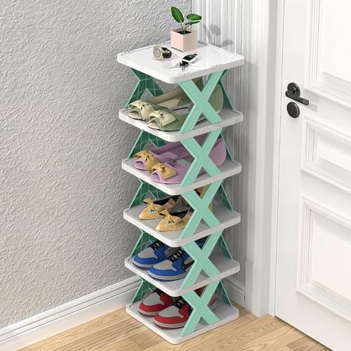 HEMIZA 6 Layer Shoes Rack for Home Plastic, Adjustable Shoe Stand Organizer Stackable Storage Bedroom entryway Slots Shelf Footwear Rack, Multi-Purpose Durable Plastic - Image 1