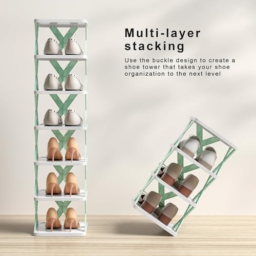HEMIZA 6 Layer Shoes Rack for Home Plastic, Adjustable Shoe Stand Organizer Stackable Storage Bedroom entryway Slots Shelf Footwear Rack, Multi-Purpose Durable Plastic - Image 5