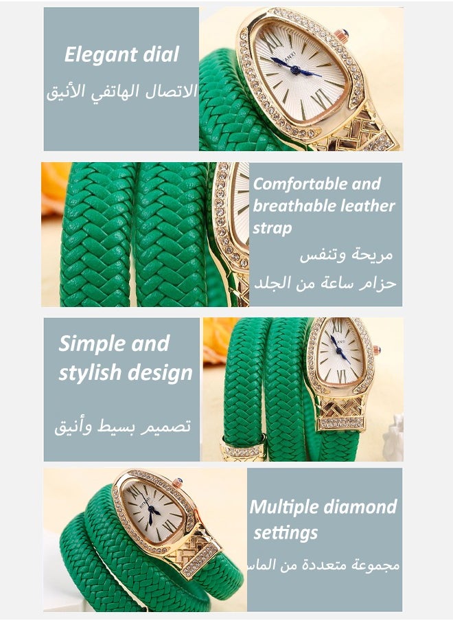 BIFANXI Ladies Fashion Watch, Snake-Shaped Diamond Design Quartz Watch,Oval Watch  - Image 2
