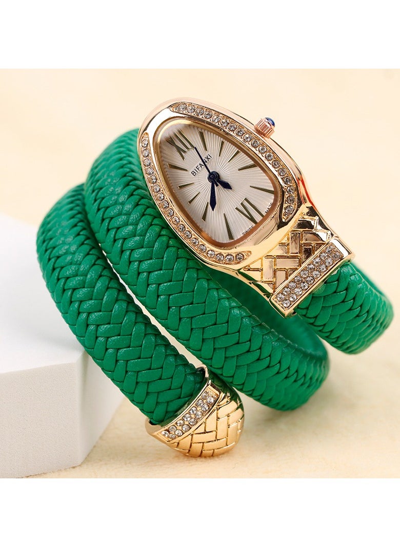 BIFANXI Ladies Fashion Watch, Snake-Shaped Diamond Design Quartz Watch,Oval Watch  - Image 3