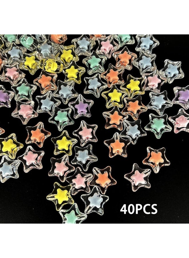 300Pcs Kawaii Beads Acrylic Pastel Beads Transparent Frosted Flower Butterfly Star Round Colorful Kawaii Shaped Spacer Beads for Craft DIY Bracelet Lanyard Wrist Strap Necklace Jewelry Making - Image 2
