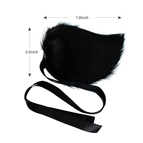 Fancheer Big Bunny Tail Plush Rabbit Costume Accessory for Adult Halloween Easter Animal Cosplay Dress Up Black - Image 2