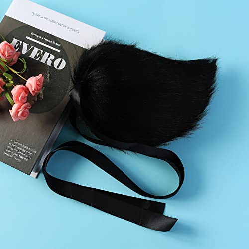 Fancheer Big Bunny Tail Plush Rabbit Costume Accessory for Adult Halloween Easter Animal Cosplay Dress Up Black - Image 3