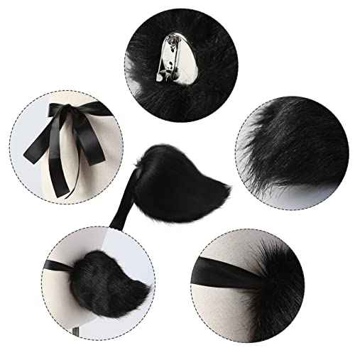 Fancheer Big Bunny Tail Plush Rabbit Costume Accessory for Adult Halloween Easter Animal Cosplay Dress Up Black - Image 4