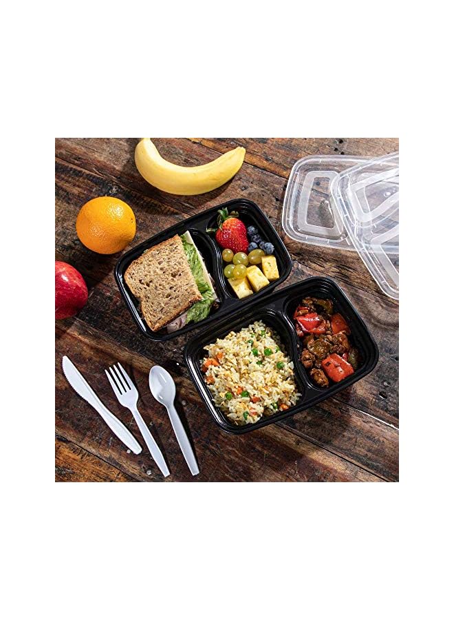 Zaboon Container Reusable 2 Compartment With Lids 28Oz (25 Sets) Food Prep Containers Food Storage Bento Box | Stackable | Microwave | Dishwasher | Freezer Safe. - Image 4