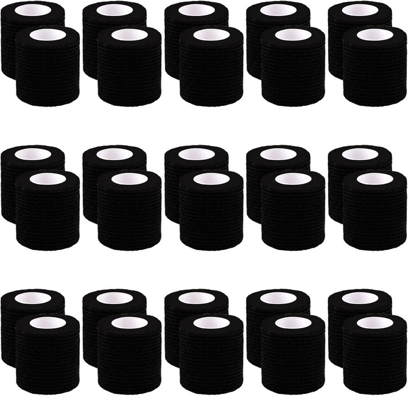 BQTQ 30 Rolls Self Adherent Wrap Stretch Bandages Self Adhesive Bandage Wrap 2 inch Self Stick Bandage Wrap Tape for Wrist Ankle Swelling Sprains Black - Image 1