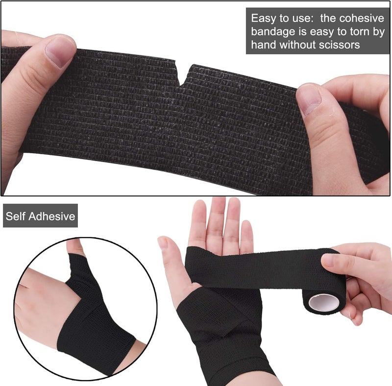 BQTQ 30 Rolls Self Adherent Wrap Stretch Bandages Self Adhesive Bandage Wrap 2 inch Self Stick Bandage Wrap Tape for Wrist Ankle Swelling Sprains Black - Image 3