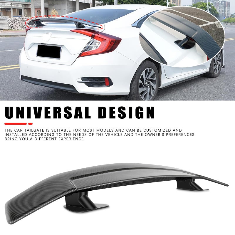 JMTBNO 46Inch Universal Rear Spoiler, Carbon Fiber ABS Sport Style Racing Spoiler Truck Wing Lightweight,Rear Trunk Spoiler Wing Lid Tail Deck Spoiler Fit for Sedan Coupe Hatchback - Image 3